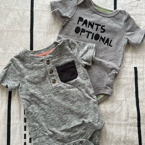 Cat & Jack Gray Baby Onesies Set with Fun Print